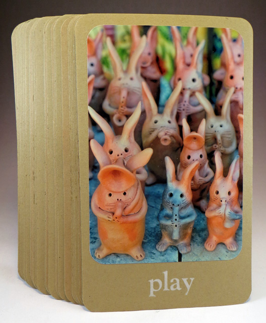 Desert Wisdom Card "play" with image of pottery jackrabbits