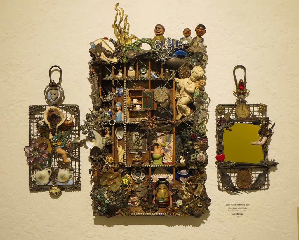 a tryptych assemblage composed of what was left after the artists house burned down