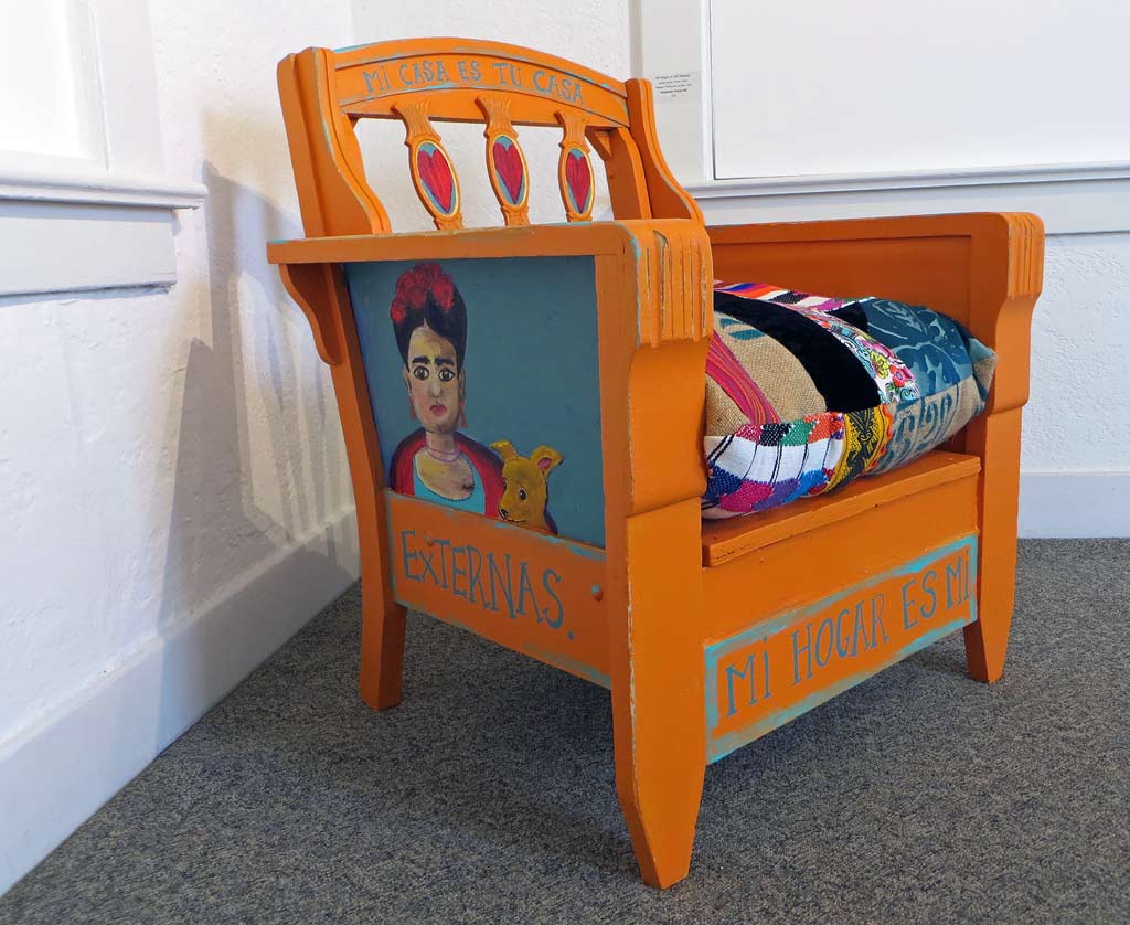 Bright Orange Painted Chair with Overstuffed Cushion