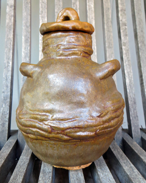 Ugly Brown Lidded Ceramic Jar