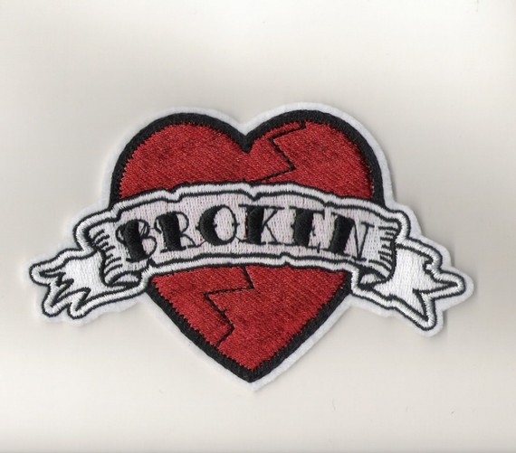 broken heart iron on patch