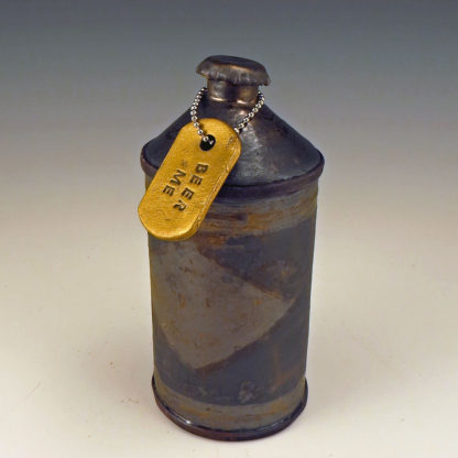 All rusty ceramic conetop beer can with lid