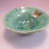 Henpecked Bowl in Bright Turquoise with Gold Chicken Decal - Image 2