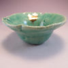 Henpecked bowl in aqua with gold decal side