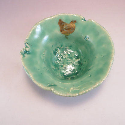 Henpecked Bowl in Aqua top view
