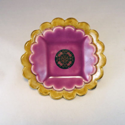 Amber and Hot Orchid Duplex Dish with Mandala Decal
