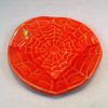 Small Worx Series: Round Small Dish in Burnt Orange with Spider Web Texture and Gold Decal - Image 3