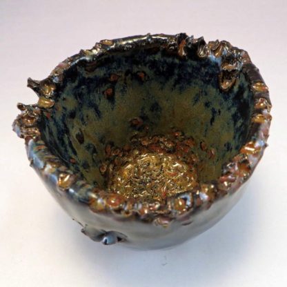 Henpecked Bowl in Ancient Jasper with Gold Chicken Decal