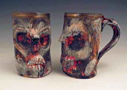 Skull Mug/Stein in Eerie Black, White and Red