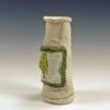 knitted porcelain vase with leaf label