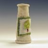 knitted porcelain vase with leaf label