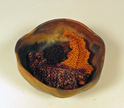 Clay Bowl and knit leaves