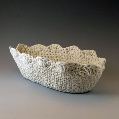 oval knitted porcelain basket