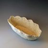 Oval Crocheted Porcelain Basket with Scalloped Edge - Image 3