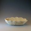 Oval Crocheted Porcelain Basket with Scalloped Edge - Image 4